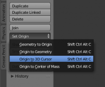 how to center at the origin in Blender 